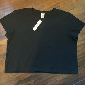 Victoria's Secret PINK Black Short Sleeve Crop Top Tee